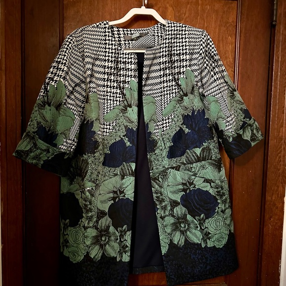 Anthropologie Eva Franco Floral & Houndstooth Coat Size 12 - Picture 6 of 6